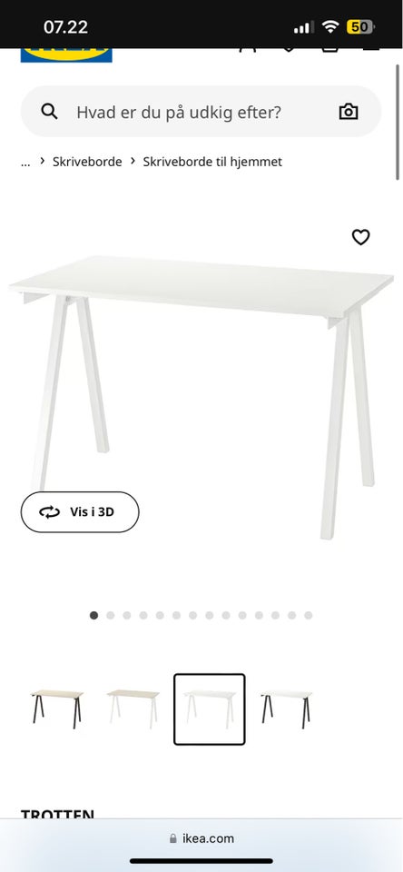 Skrivebord, IKEA Trotten, b: 120 d: