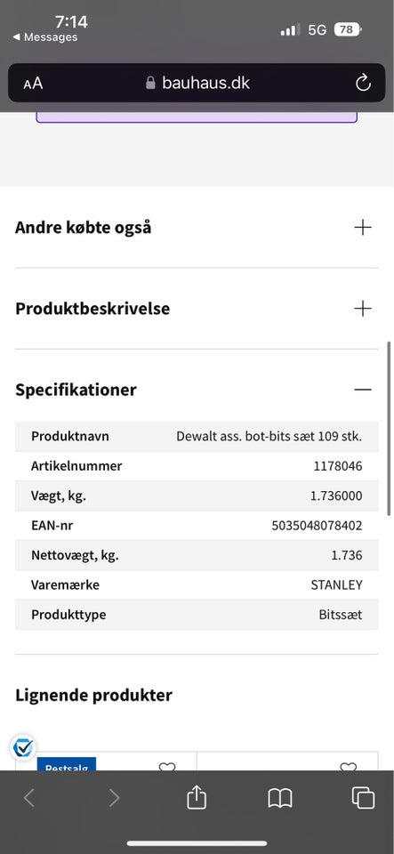 Dewalt bot-bits sæt 109 stk.,