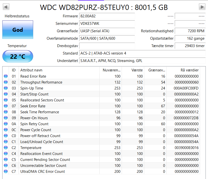 WD, 8000 GB, Perfekt