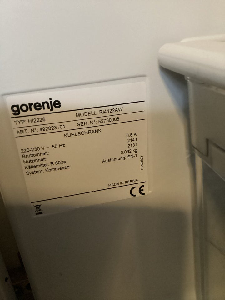 Andet køleskab, Gorenje RI4122AW,