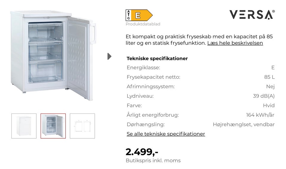 Fryseskab SFS 8555 W, 85 liter, b: 55