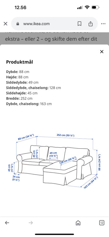 Sofa, bomuld, 3 pers.