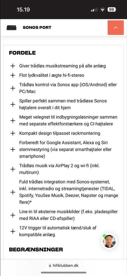 Sonos Port, Sonos, Perfekt