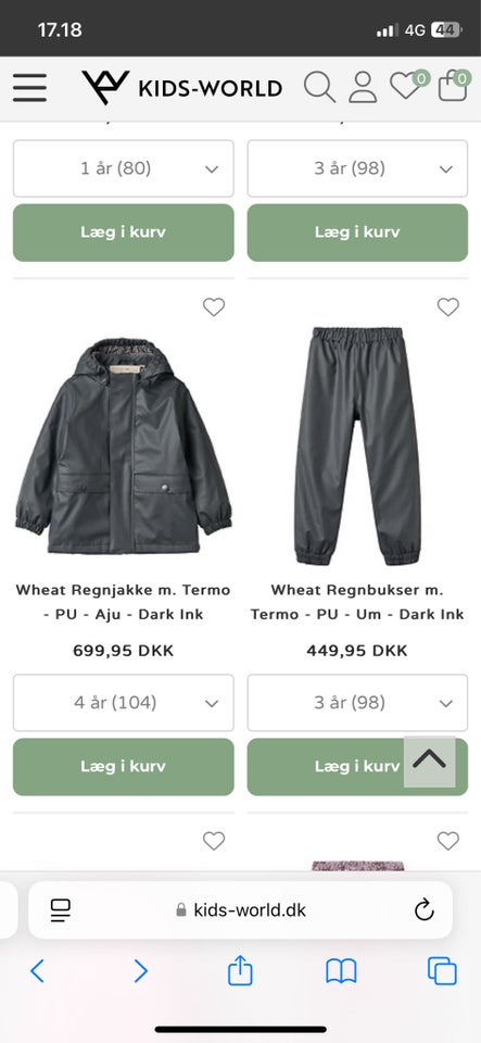 Termotøj, Termo regntøj, Wheat