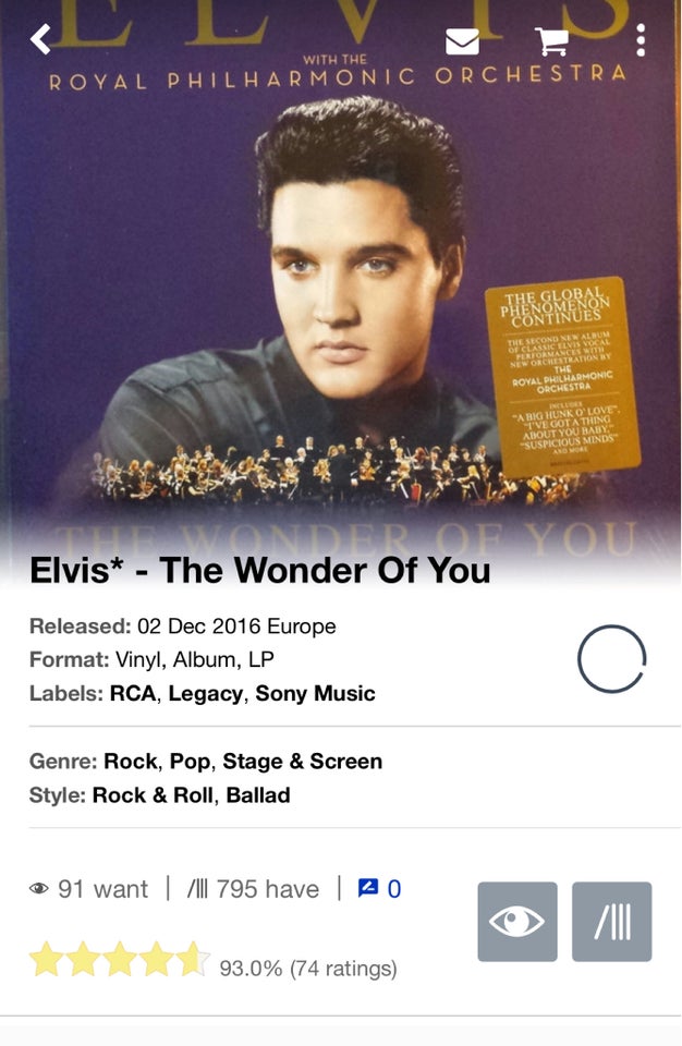 LP, Elvis Presley , The Wonder of You