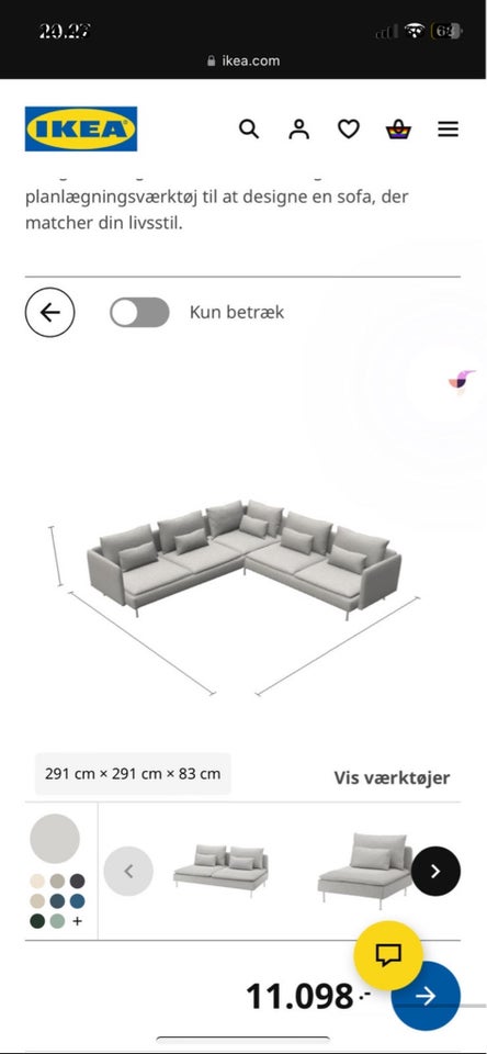 Hjørnesofa, 6 pers. , Ikea