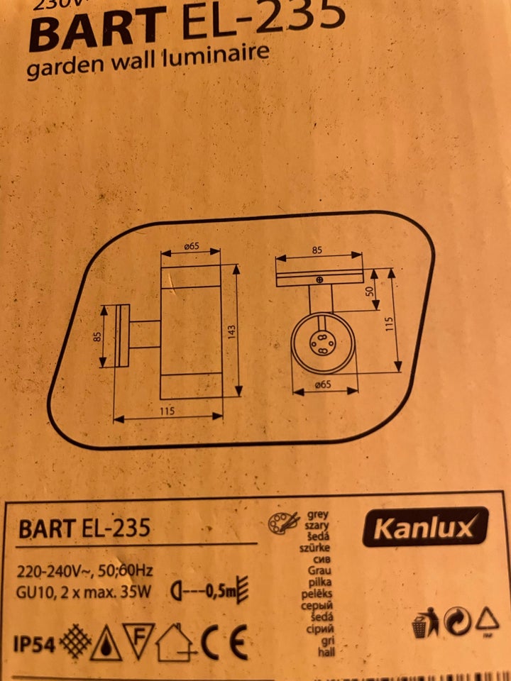 Væglampe, Kanlux Bart el.235