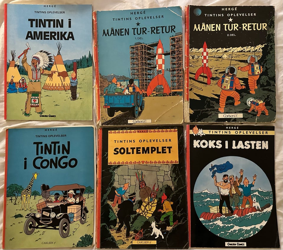 6 forskellige TinTin tegneserier,