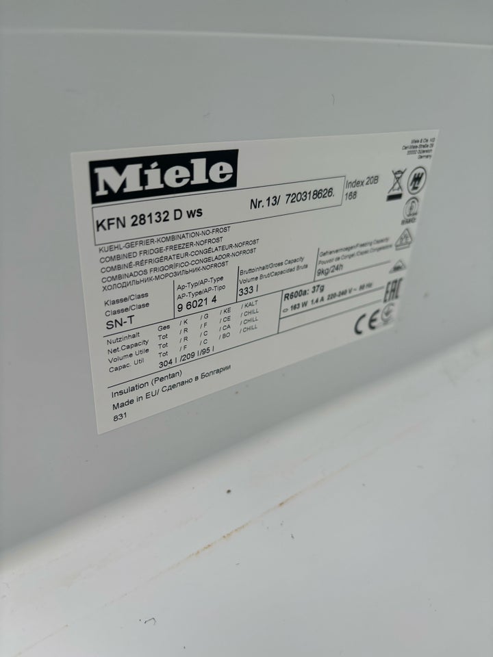 Køle/fryseskab, Miele Kfn28132d