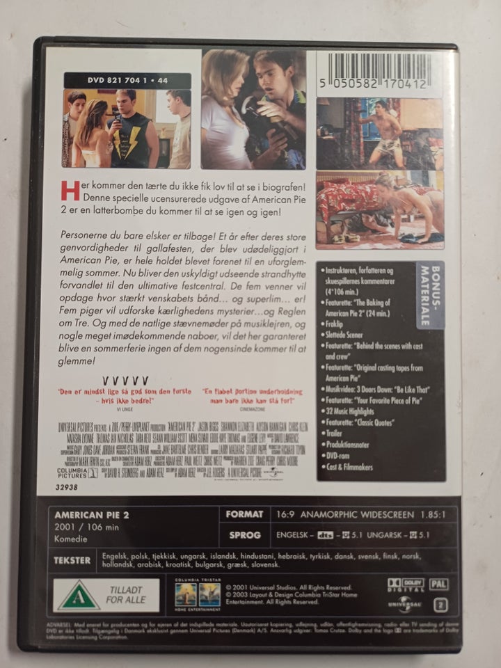 American Pie 2, DVD, komedie