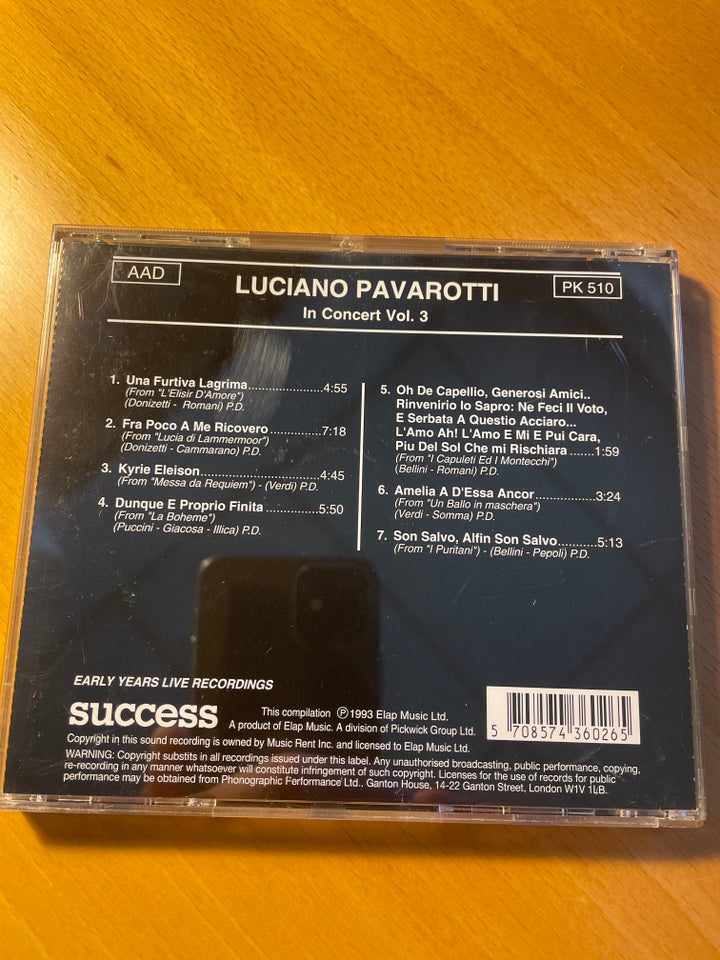 ¤/ Pavarotti: 3CD : In Concert,