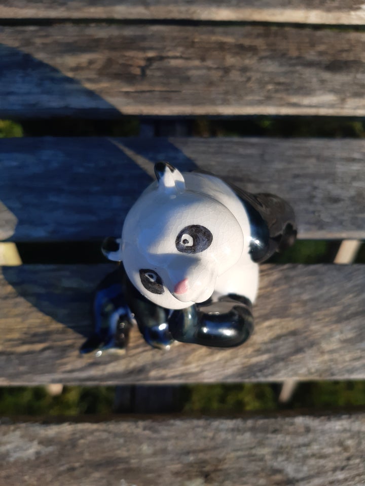 Keramik Figur: Panda sort/hvid