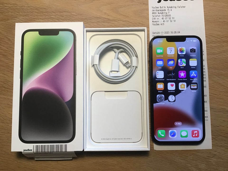 iPhone 14, 128 GB, sort