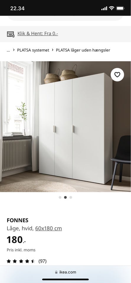 Garderobeskab, Ikea Platsa, b: 60