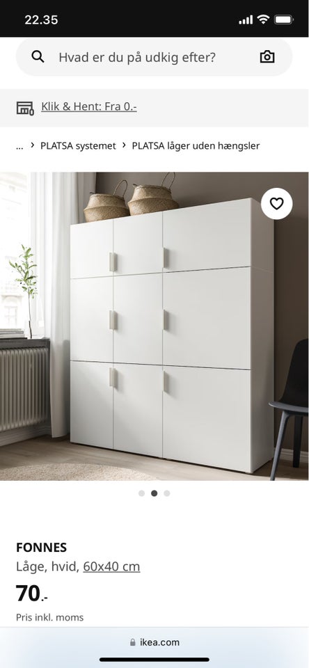 Garderobeskab, Ikea Platsa, b: 60