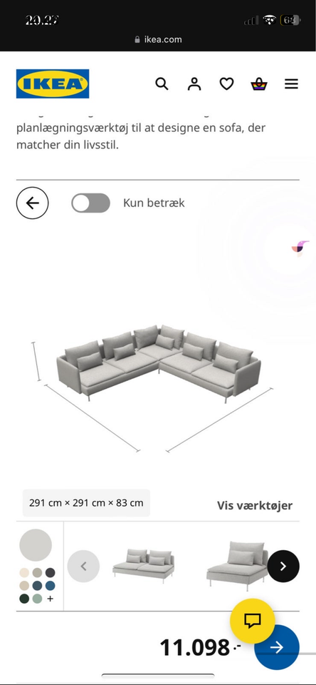 Hjørnesofa, 6 pers. , Ikea