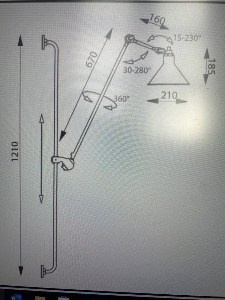 Væglampe, Lampe gras n214 mat sort/