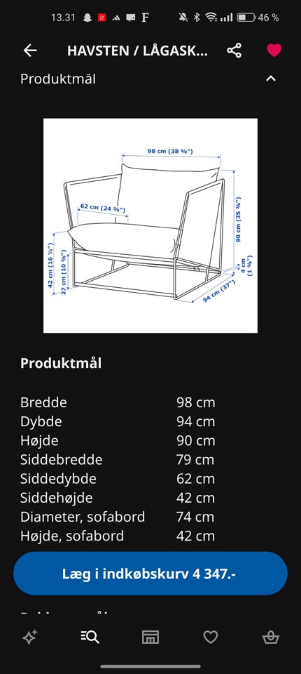 Havemøbelsæt IKEA Stof / Nylon