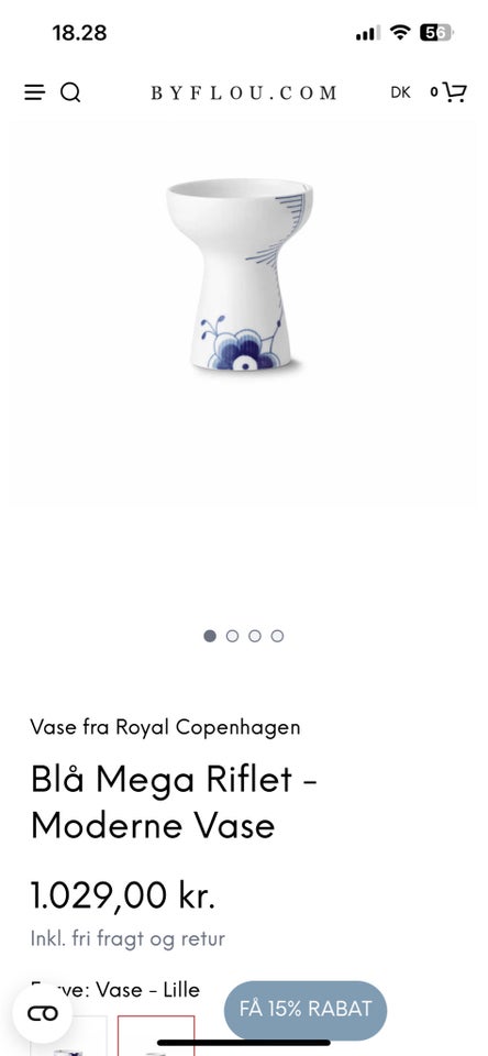 Vase, 15 cm, Royal copenhagen