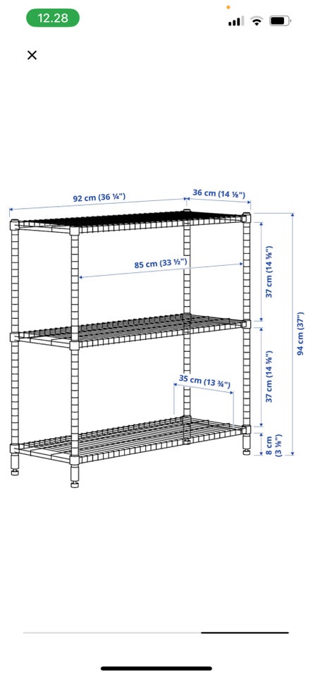 Reol, Ikea RESERVERET, b: 92 d: 35 h: