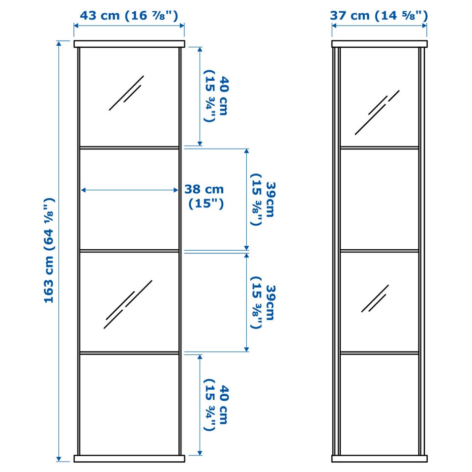 Vitrineskab, Ikea Detolf, b: 43 d: