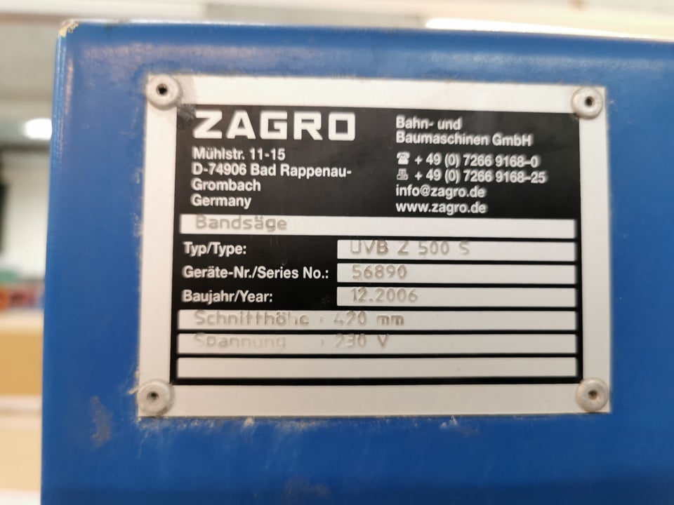 Båndsav, Zagro UVB Z 500S