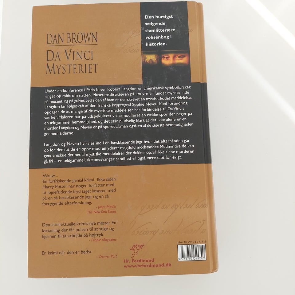 Da vinci mysteriet, Dan Brown,