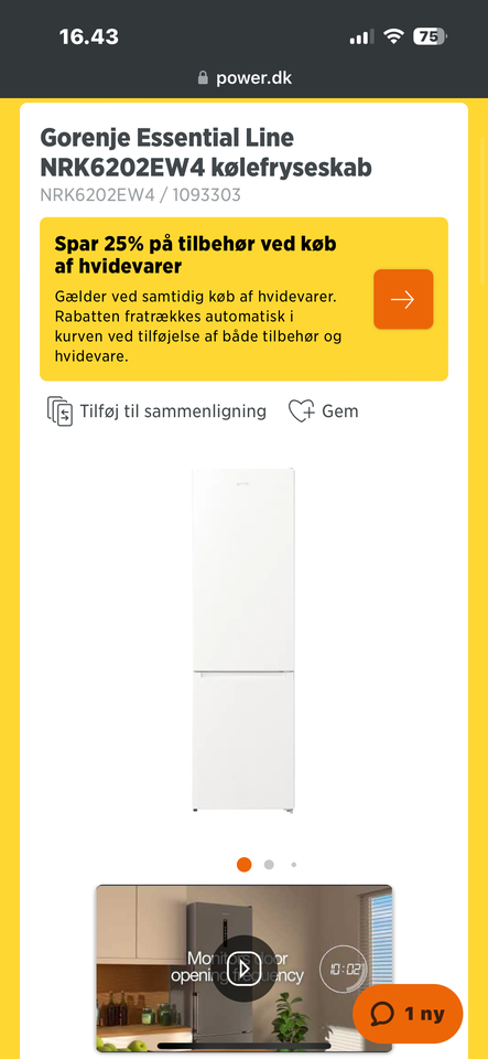 Ny Gorenje køle fryseskab