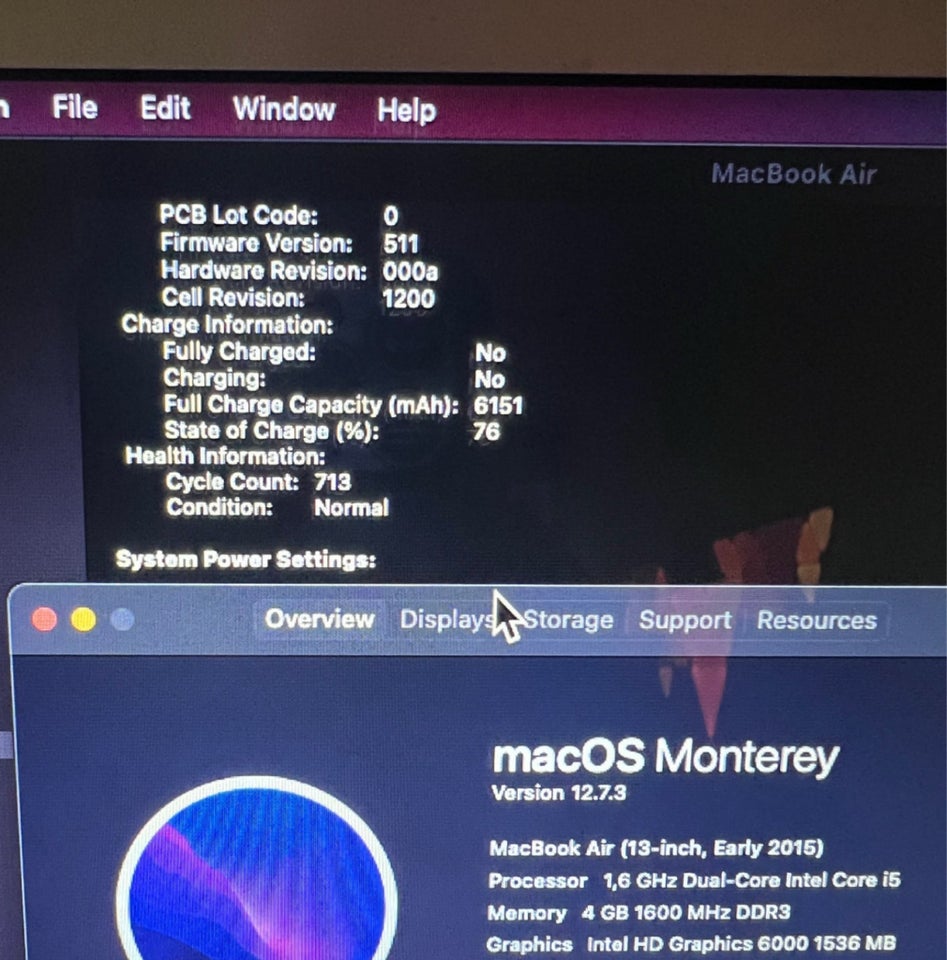 MacBook Air, A1466, 1.6 Ghz .intel