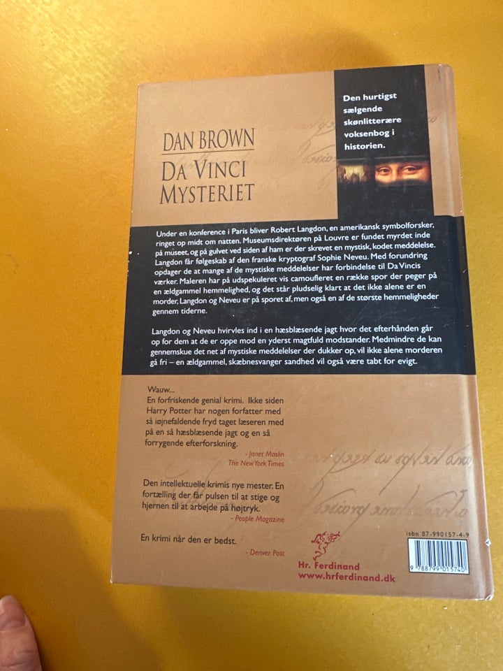 Da Vinci mysteriet, Dan Brown,