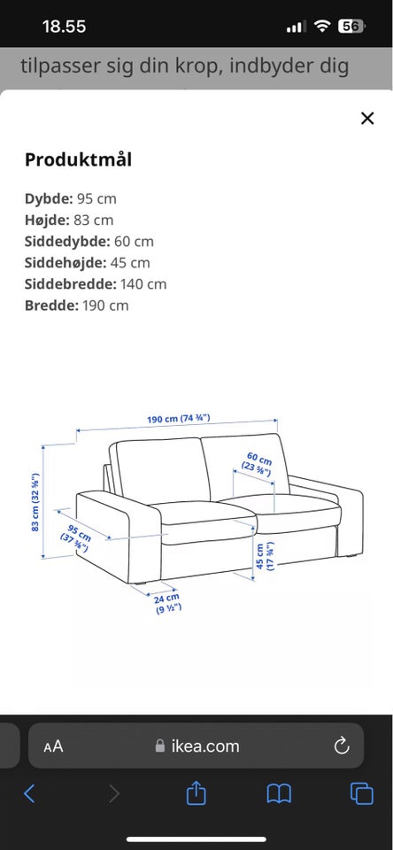 Sofa 2 pers  Ikea