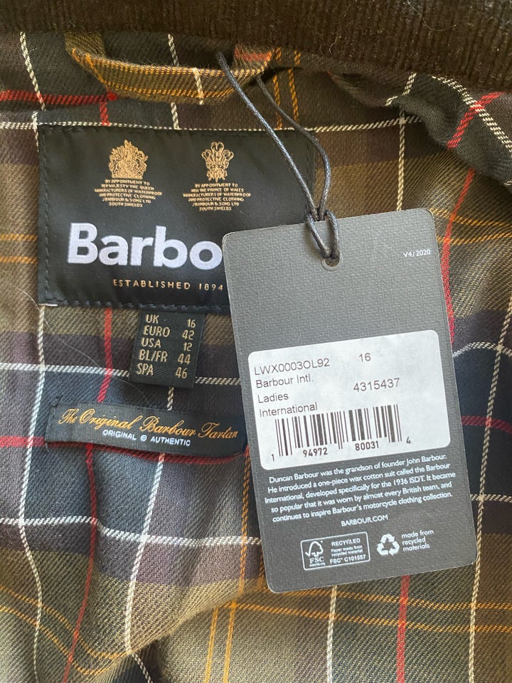 Oilskinsjakke, str. 40, Barbour