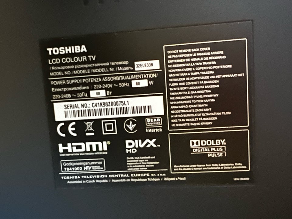 LCD, Toshiba, 32EL933N