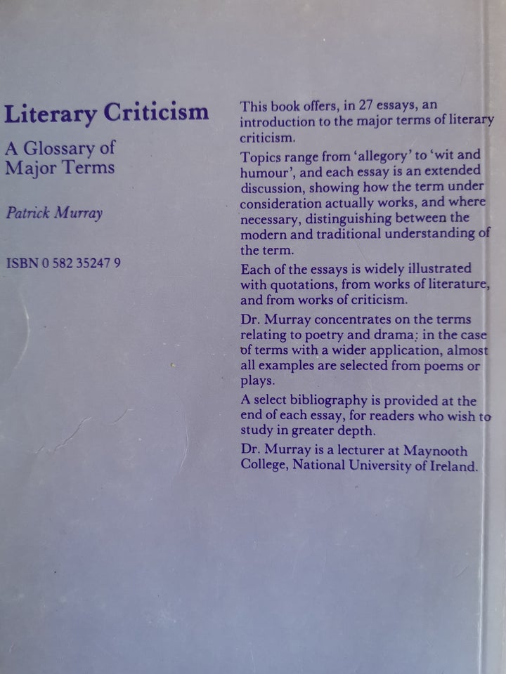 LITERARY CRITICISM - a glossary of