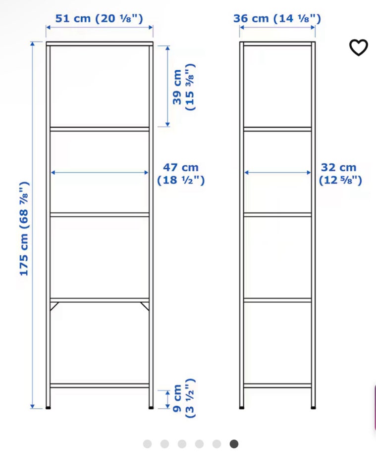 Reol, Ikea Vittsjö, b: 51 d: 36 h: 175