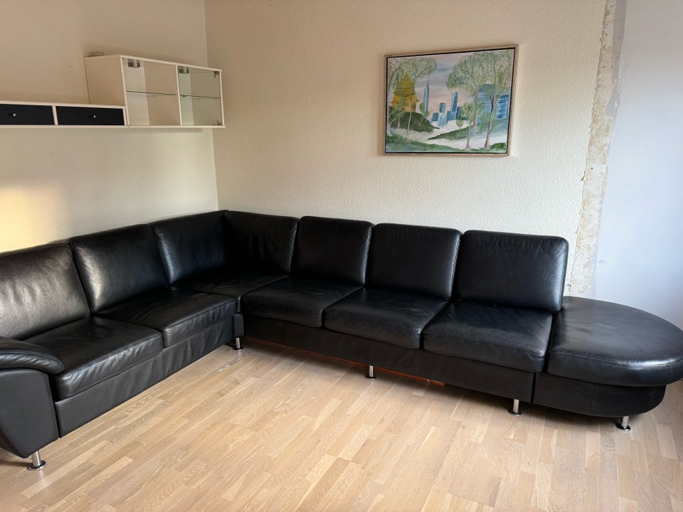 Hjørnesofa, læder, 6 pers.