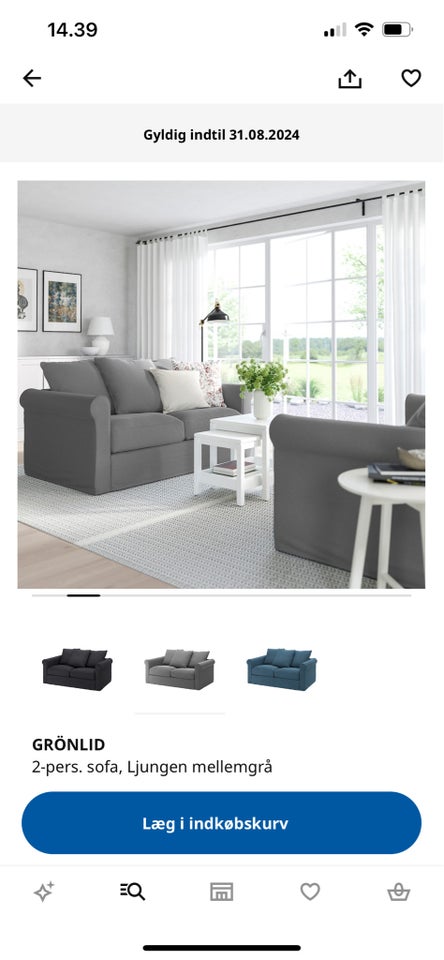 Sofa stof 2 pers