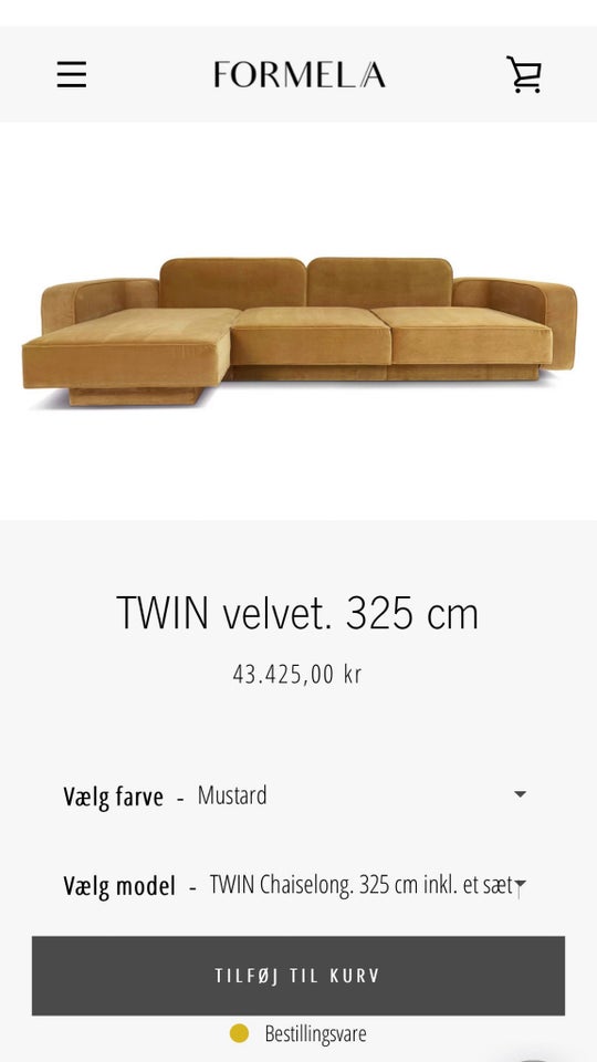 Sofa velour 4 pers