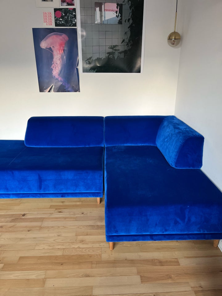 Hjørnesofa velour 4 pers