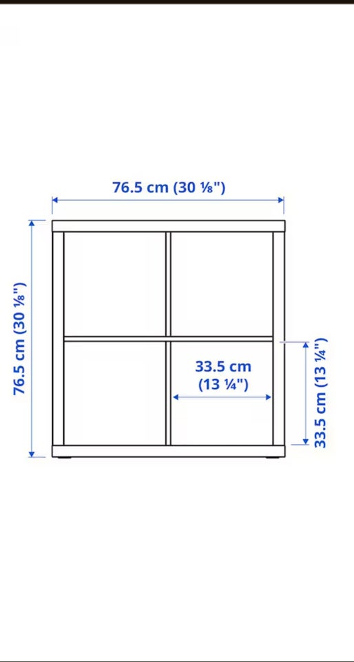 Reol Ikea kallax b: 77 d: 39 h: 77