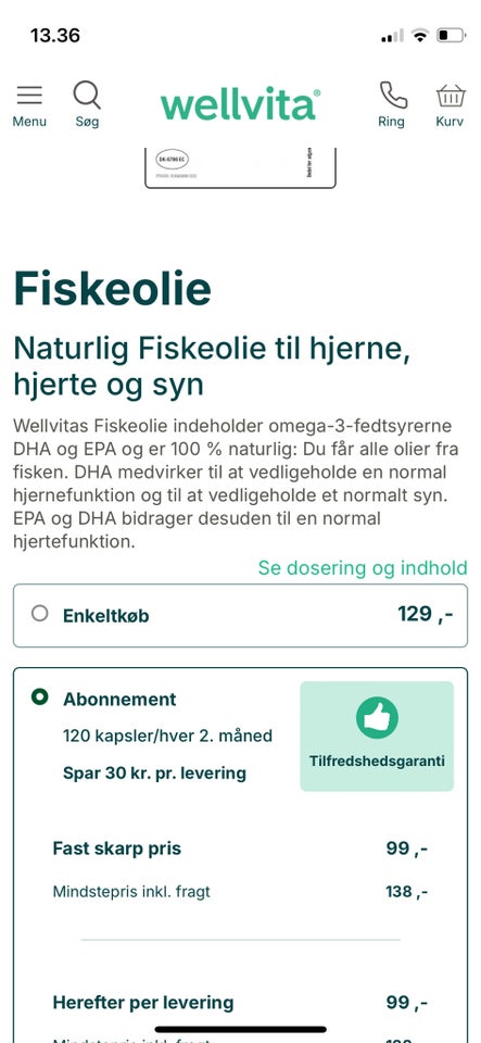 Kosttilskud, Wellvita fiskeolie