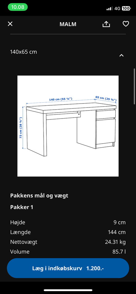 skrive bord fra ikea