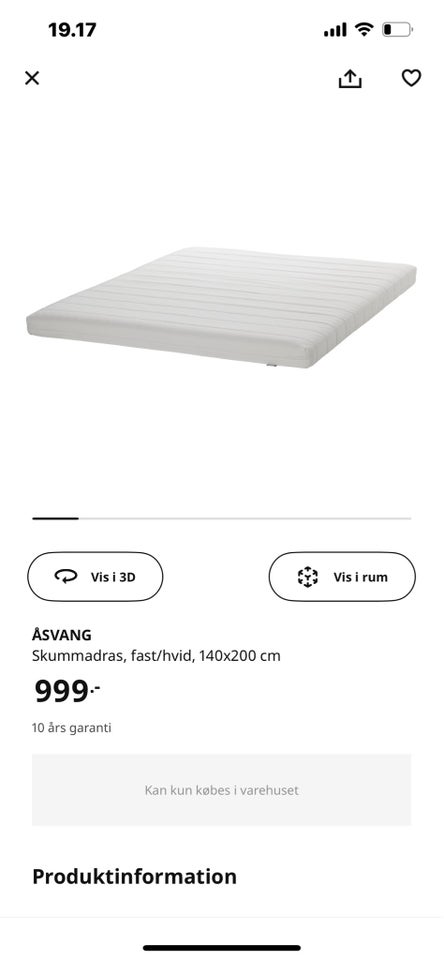 Højseng, Ikea storå, b: 140 l: 200