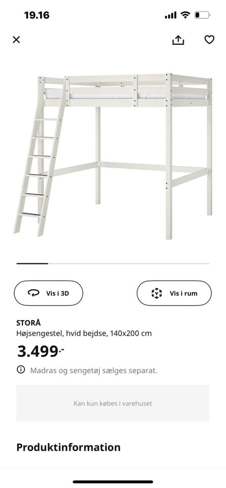 Højseng, Ikea storå, b: 140 l: 200