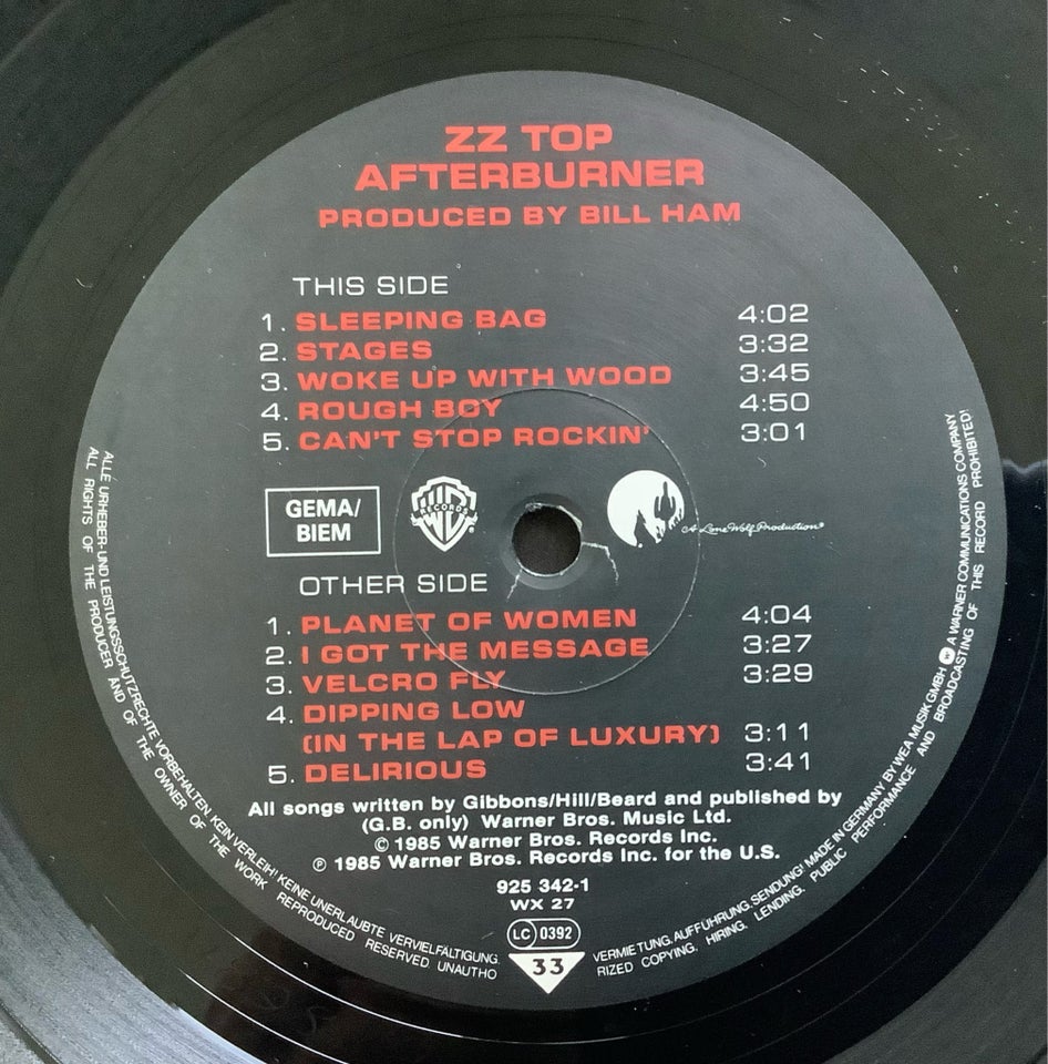 LP, ZZ Top, Afterburner