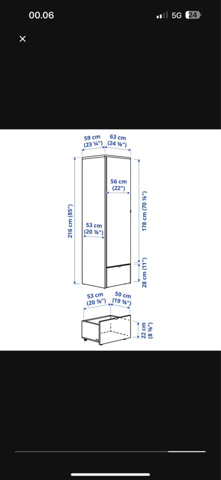 Garderobeskab, IKEA VISTHUS, b: 63