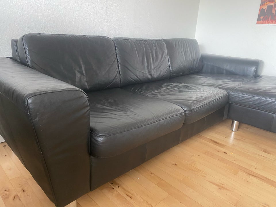 Hjørnesofa, læder, 3 pers.