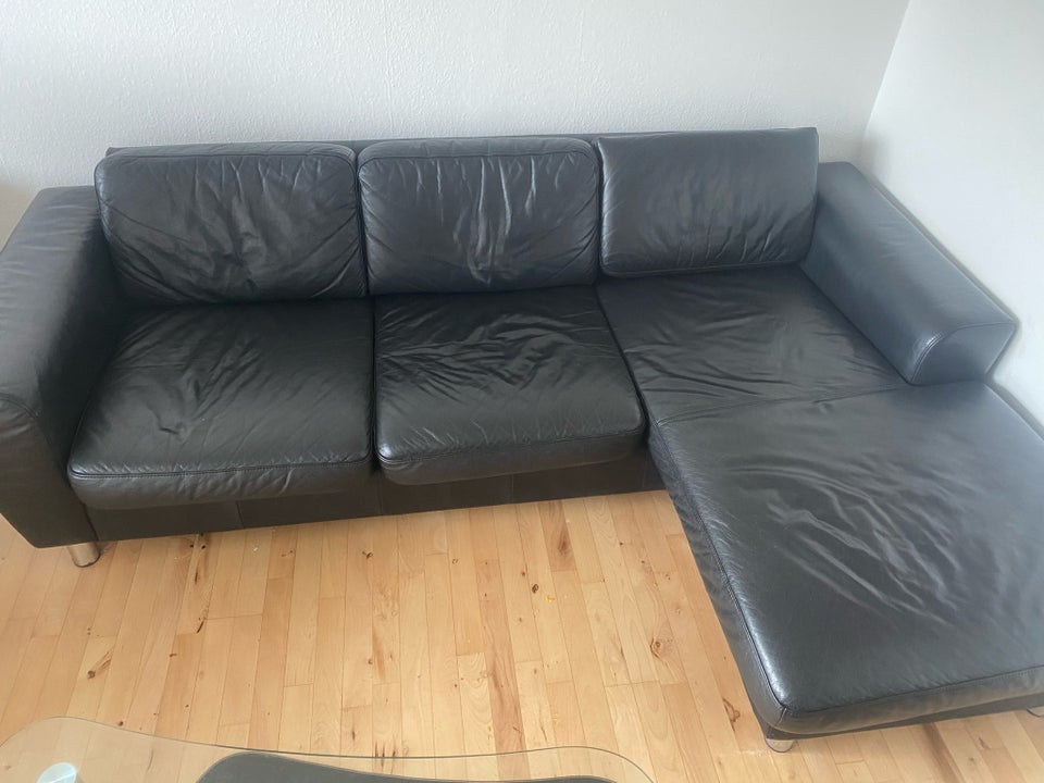 Hjørnesofa, læder, 3 pers.