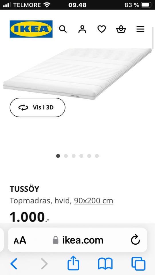 Topmadras, Ikea, b: 90 l: 200