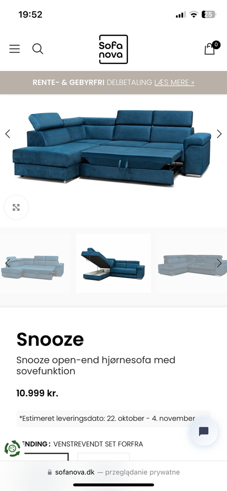 Sovesofa b: 268 l: 206 h: 82